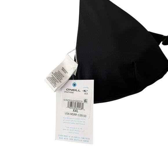 O’Neill Seaside Solid Black Triangle Bikini Swimsuit Top Size XXL - Picture 6 of 9